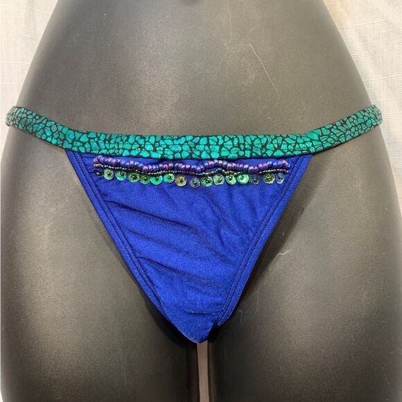 Veve Handmade Custom Blue/Green Beaded Mermaid Bikini Set Custom Mermaid Bikini - Picture 7 of 13
